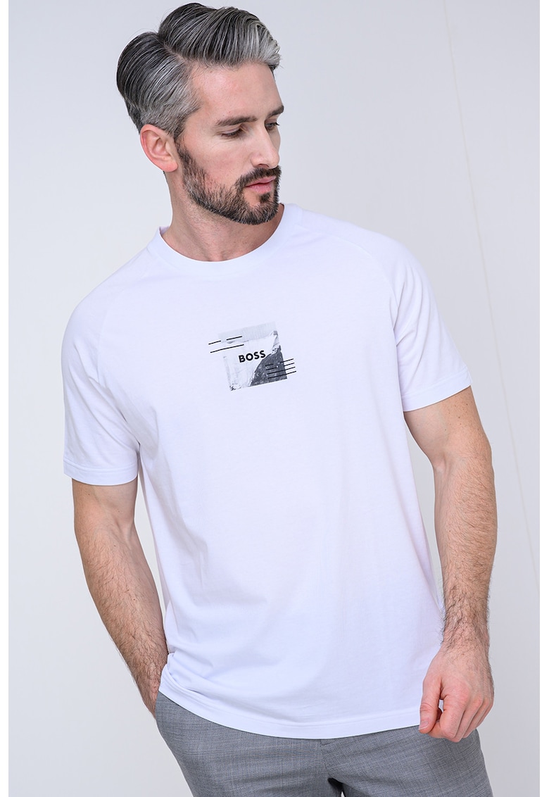 Tricou din amestec de lyocell - Alb/Gri
