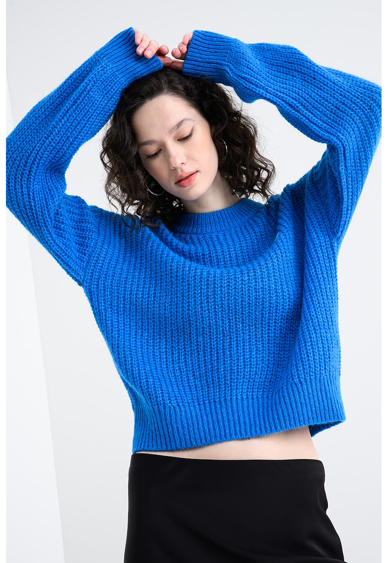 Pulover din amestec de lana cu maneci cazute