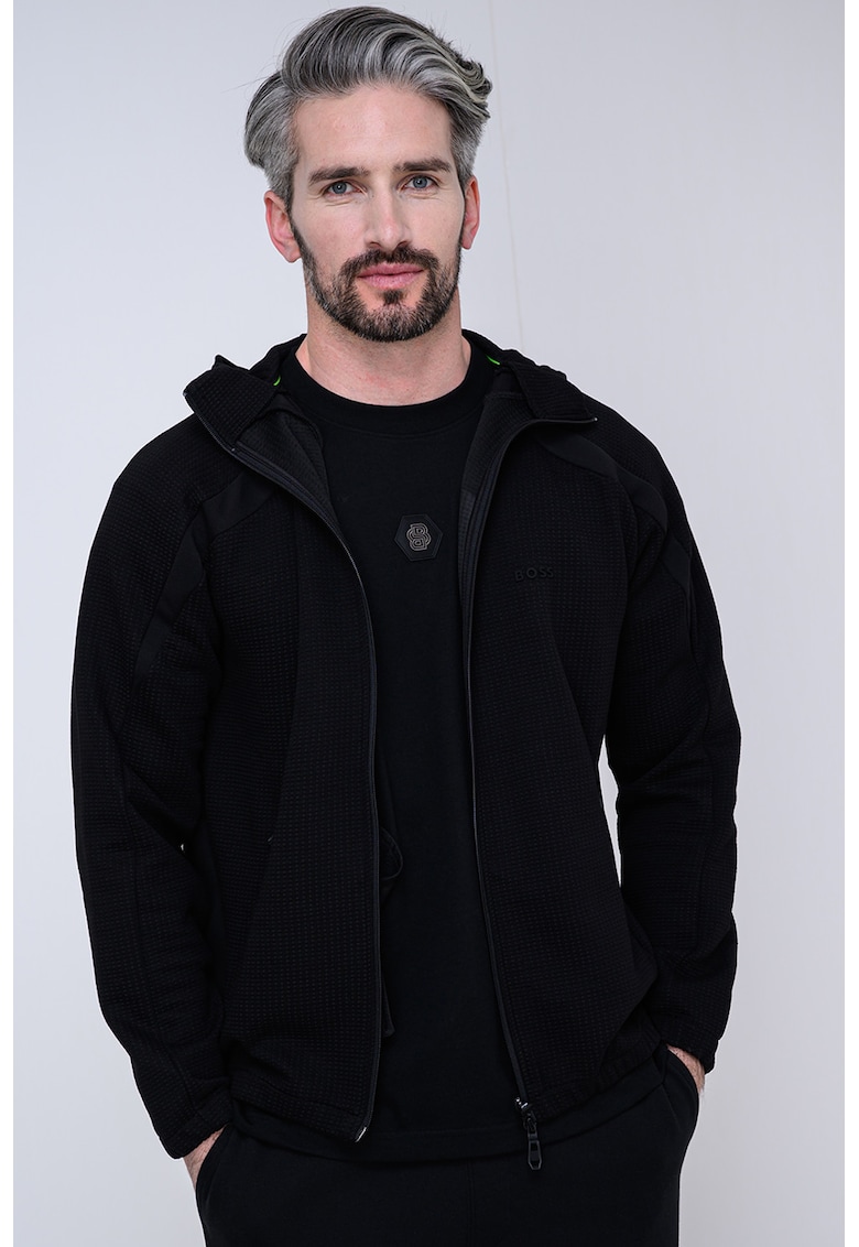 Hanorac cu fermoar si detaliu cu logo discret