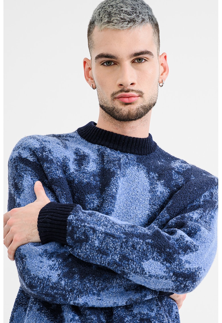 Pulover din amestec de lana Kradar - Albastru/Bleumarin