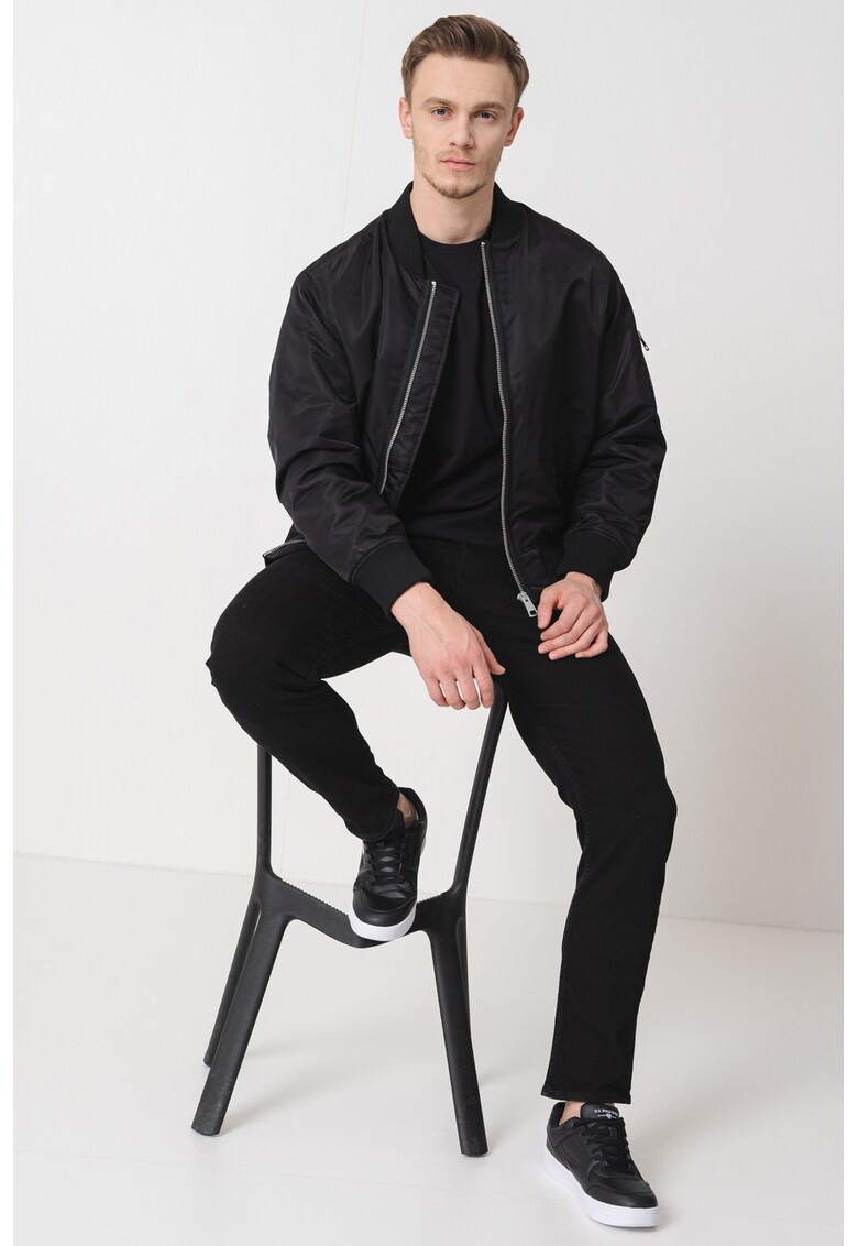 Jacheta bomber lejera cu buzunare laterale - Negru