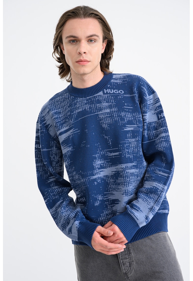 Pulover tricotat fin cu model abstract Sorbas