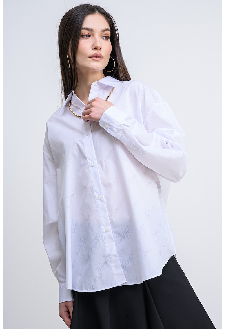 Camasa supradimensionata cu guler ascutit Elisana - Alb optic