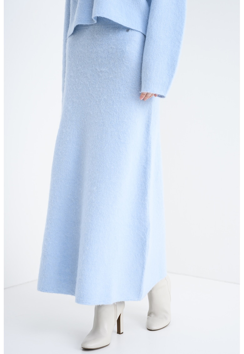 Fusta midi tricotata fin din amestec de lana si lana alpaca Fici