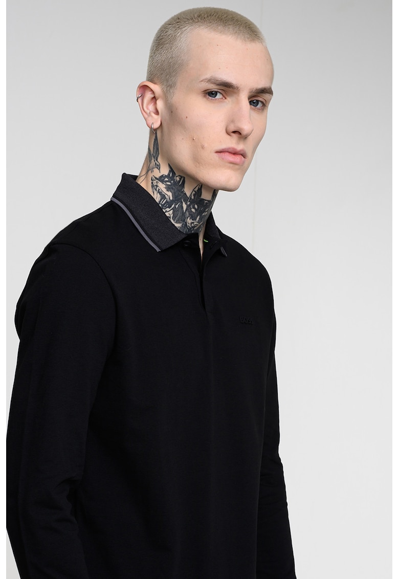 Bluza cu guler polo League Plisy - Negru