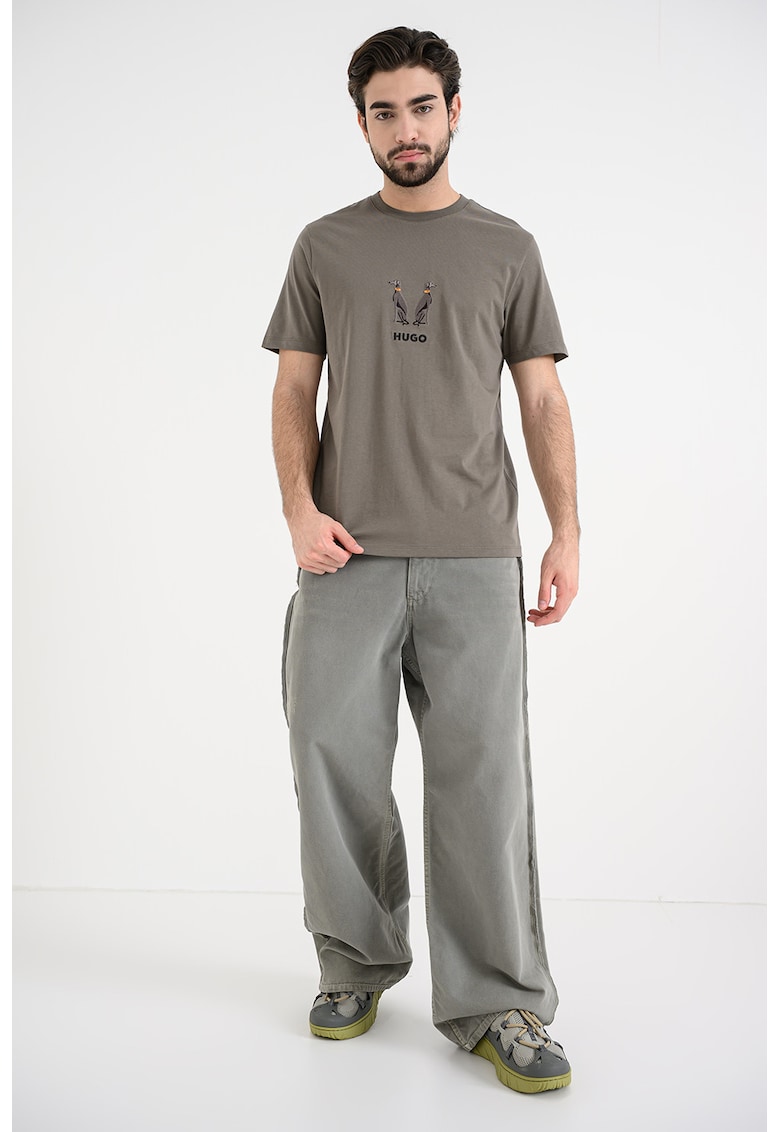 Tricou de bumbac cu broderie Dugolini - Kaki