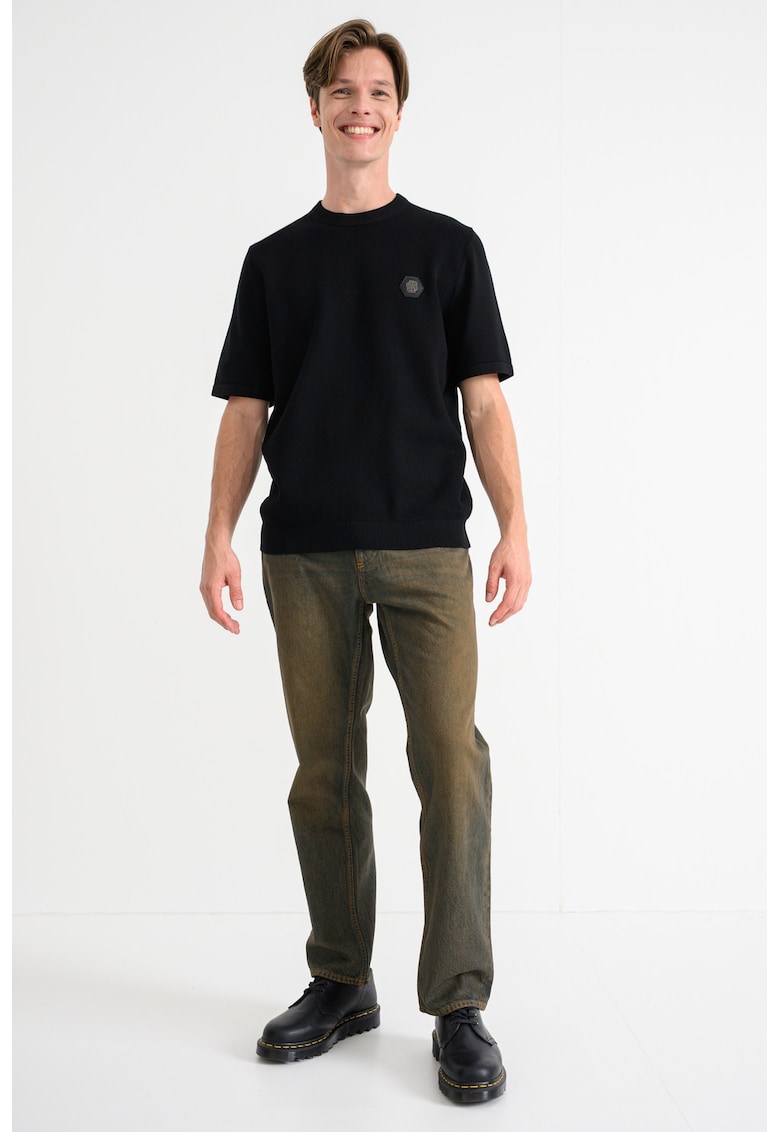 Pulover tricotat fin cu maneci scurte K_Future