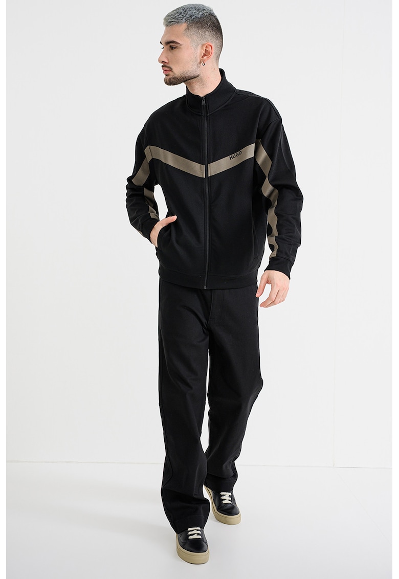 Bluza lejera de trening fermoar Darti - Negru/Bej