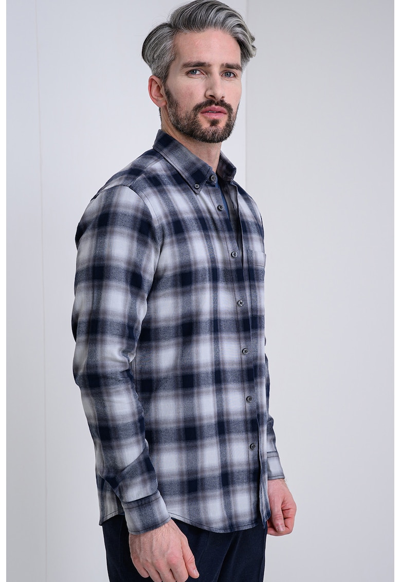 Camasa cu guler Oxford Rickert - Gri deschis/Albastru/Bleumarin