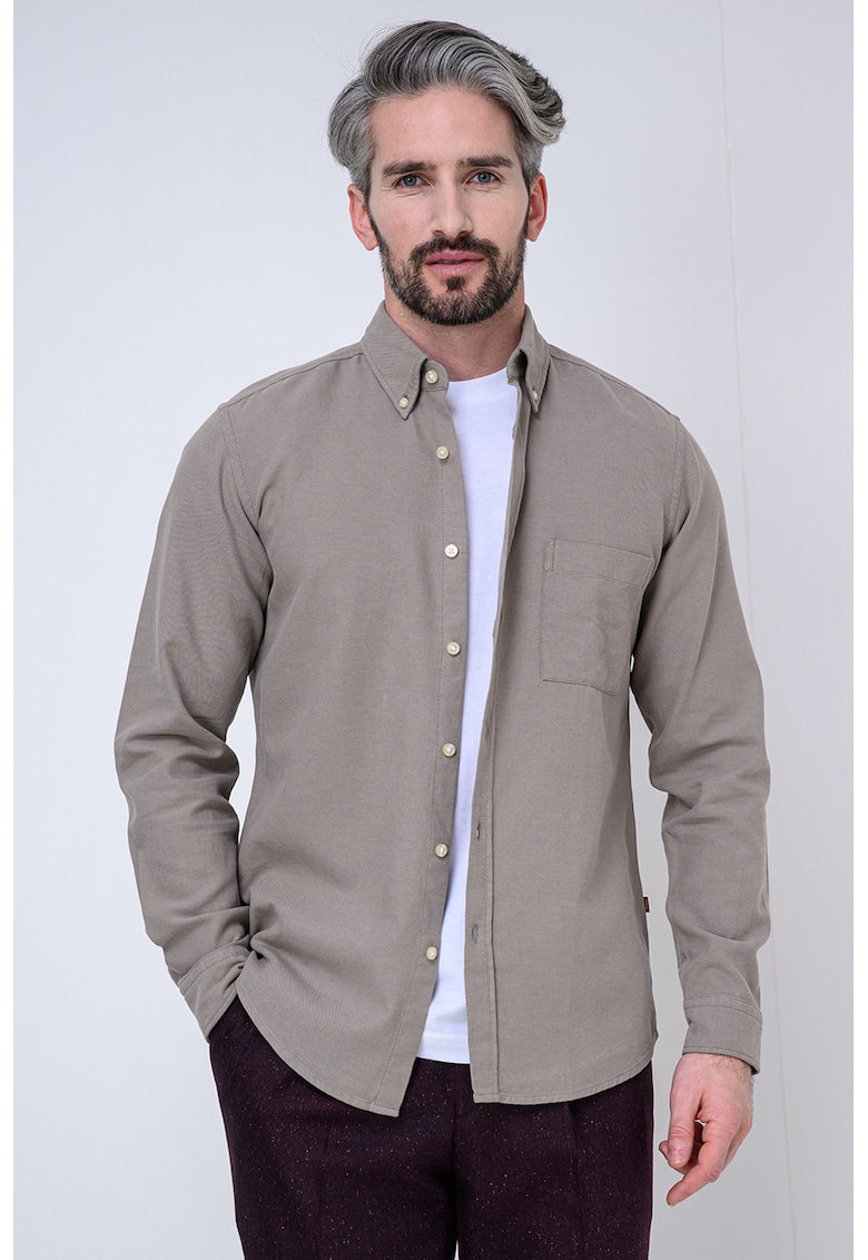 Camasa cu guler Oxford Rickert - Maro taupe deschis