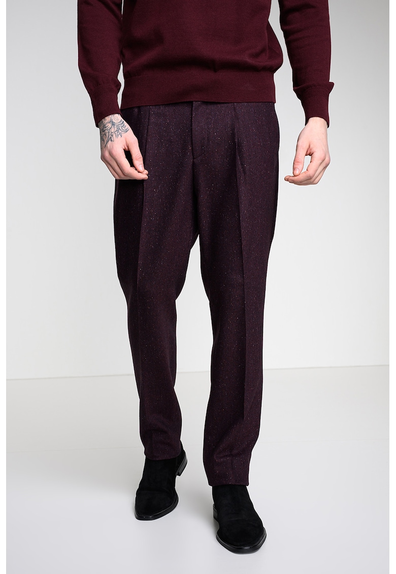 Pantaloni cu croiala conica si snururi de ajustare - Visiniu