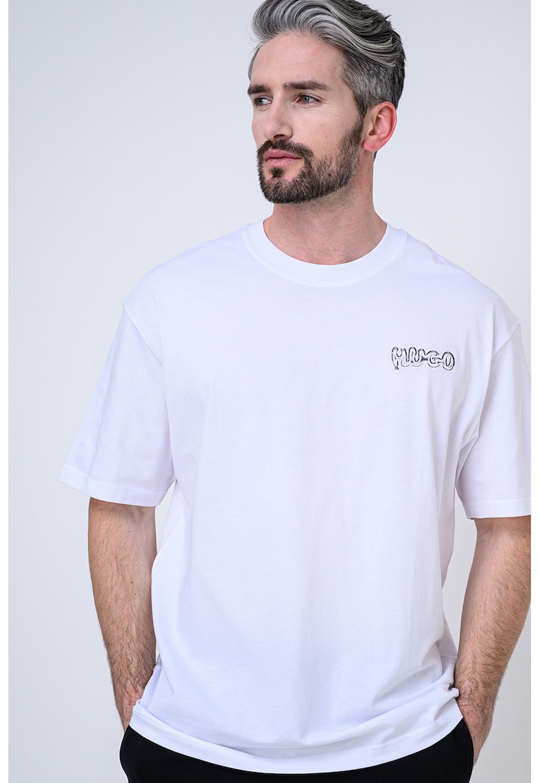 Tricou din bumbac cu imprimeu logo Nyrotee - Negru/Alb murdar