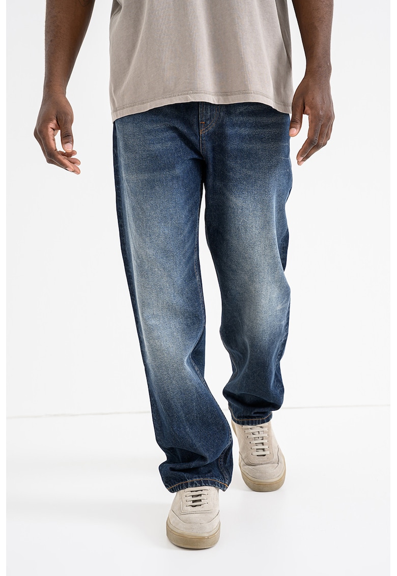 Blugi relaxed-fit cu croiala dreapta - Albastru inchis