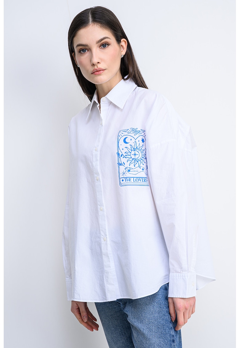 Camasa din bumbac Edafne - Alb/Albastru