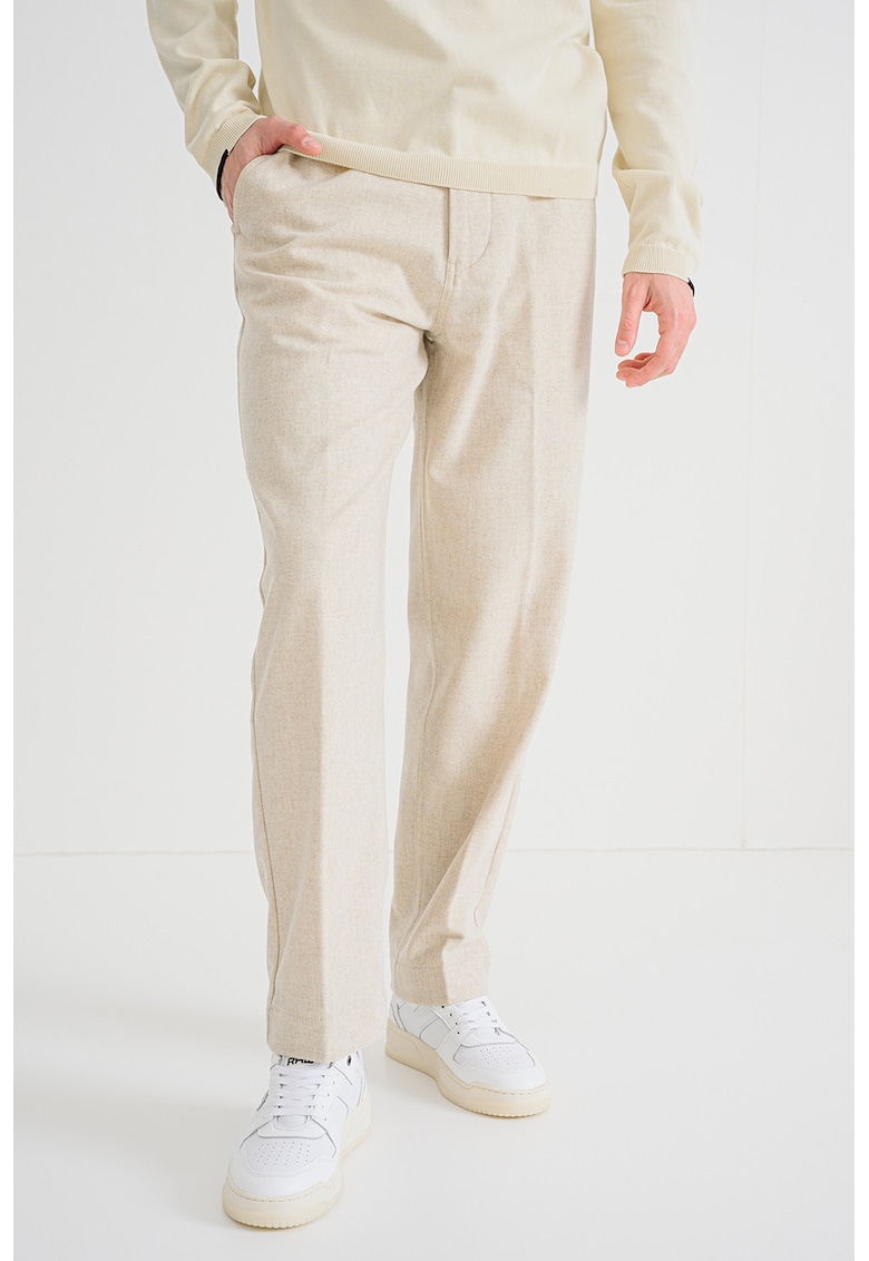 Pantaloni Chino din amestec de lana cu buzunare