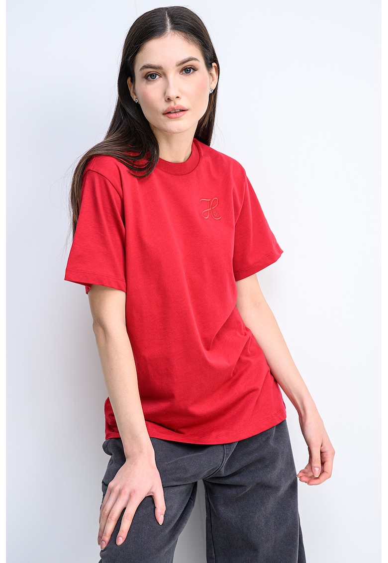 Tricou lejer cu monograma brodata Vintage