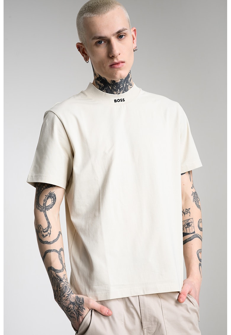 Tricou lejer Collar Zone - Bej deschis