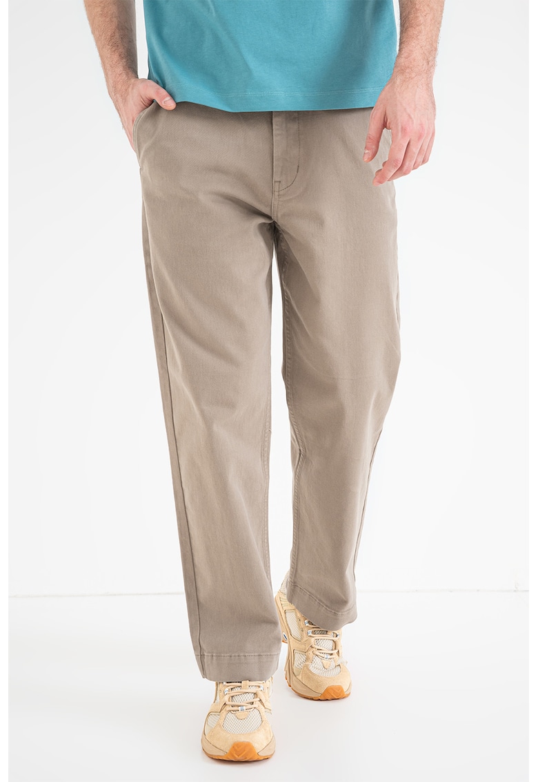 Pantaloni chino cu croiala dreapta si talie medie - Kaki