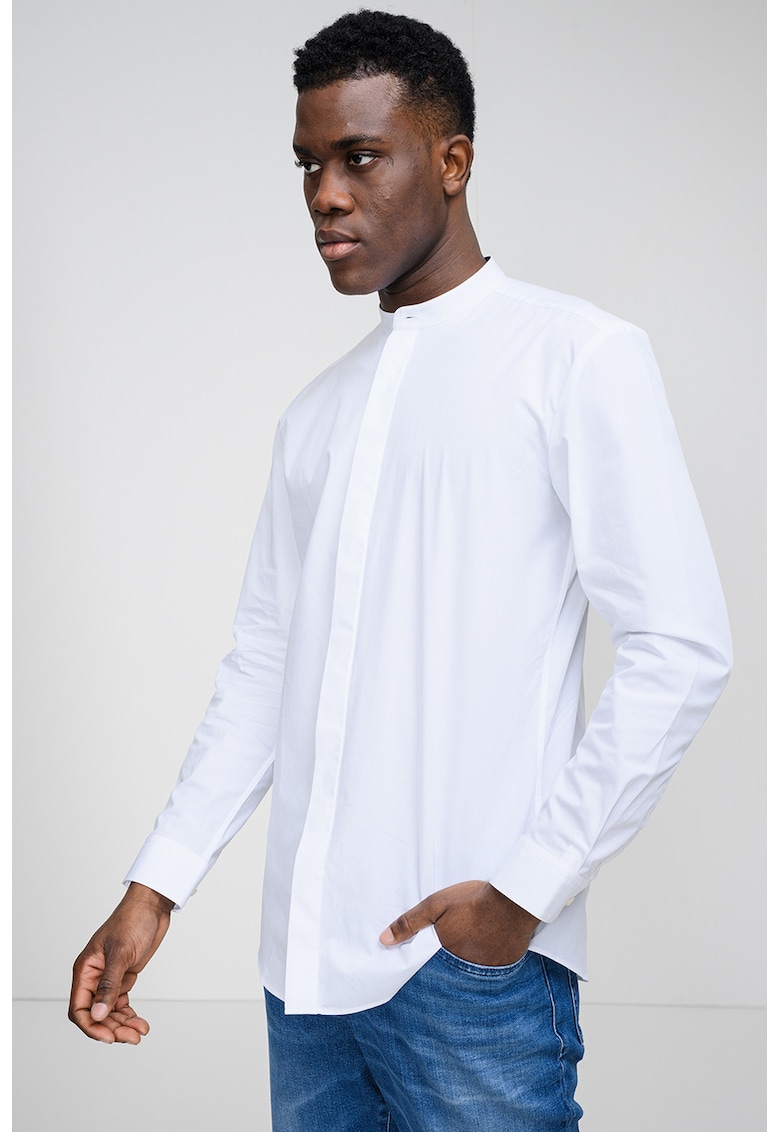 Camasa slim fit din bumbac Kaleb - Alb