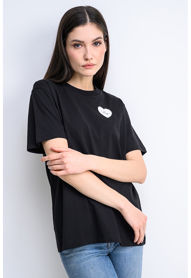 Tricou lejer din bumbac - Alb/Negru