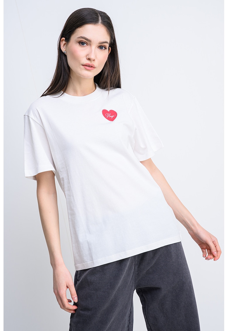 Tricou lejer din bumbac - Rosu/Alb