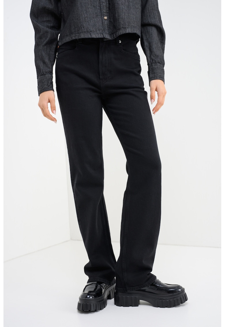 Blugi drepti cu talie inalta Ada - Negru