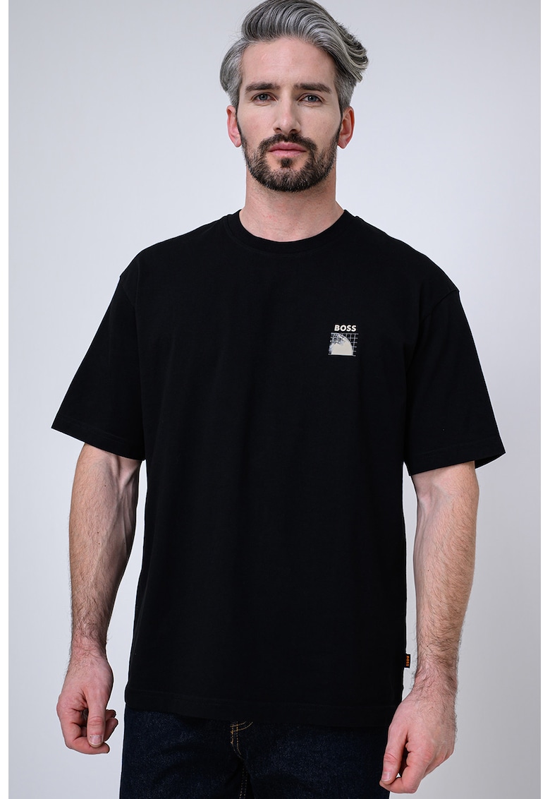 Tricou lejer din bumbac Radar - Bej/Negru