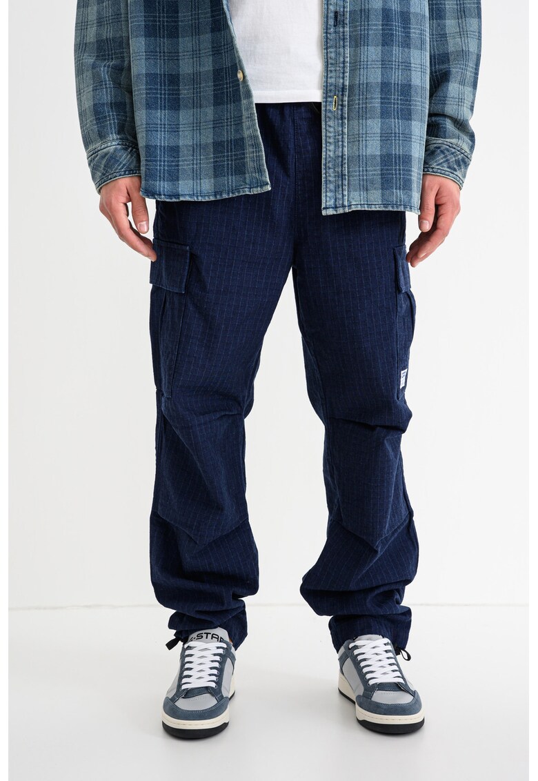 Pantaloni cargo relaxed fit cu snururi Gadic - Albastru inchis