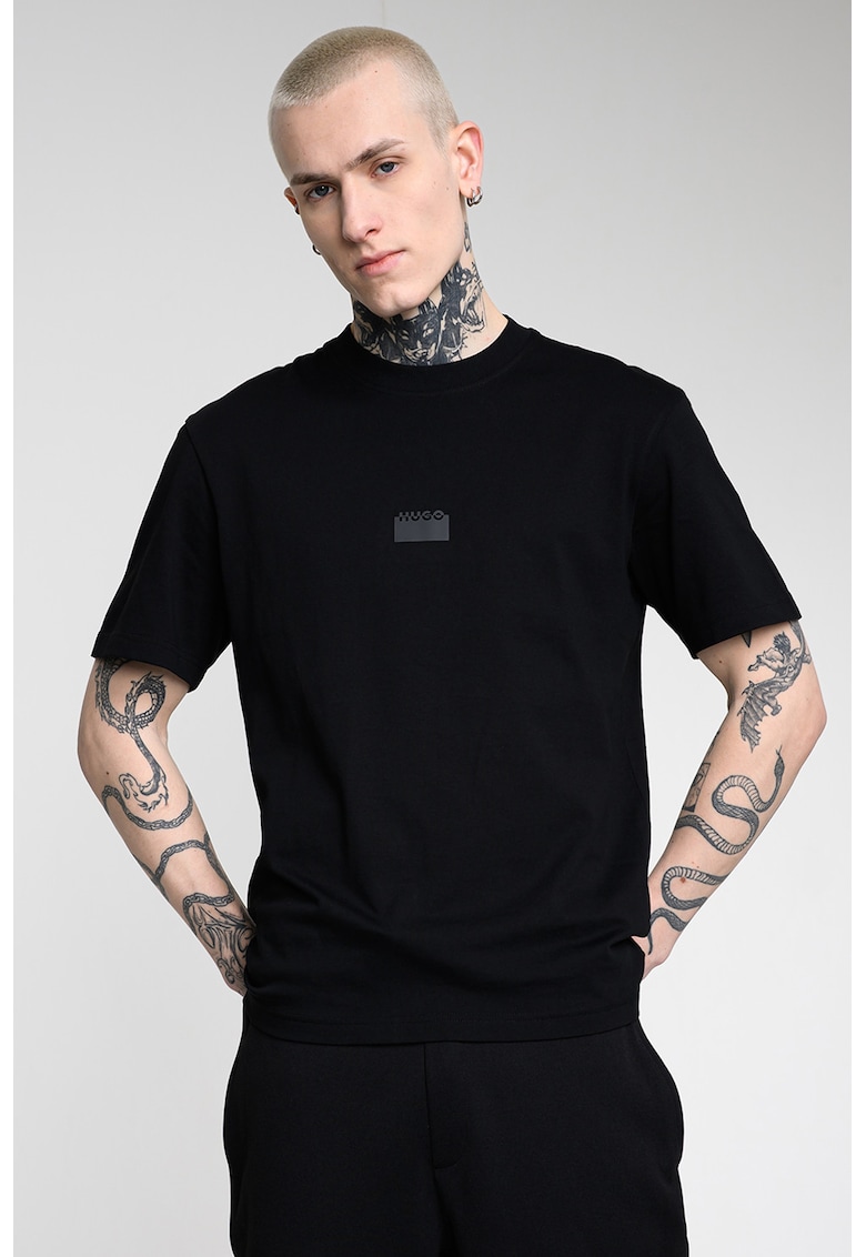 Tricou lejer din bumbac Delastee - Negru