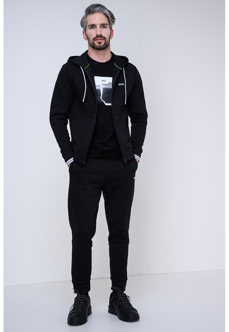 Trening din amestec de bumbac cu detaliu cu logo cauciucat