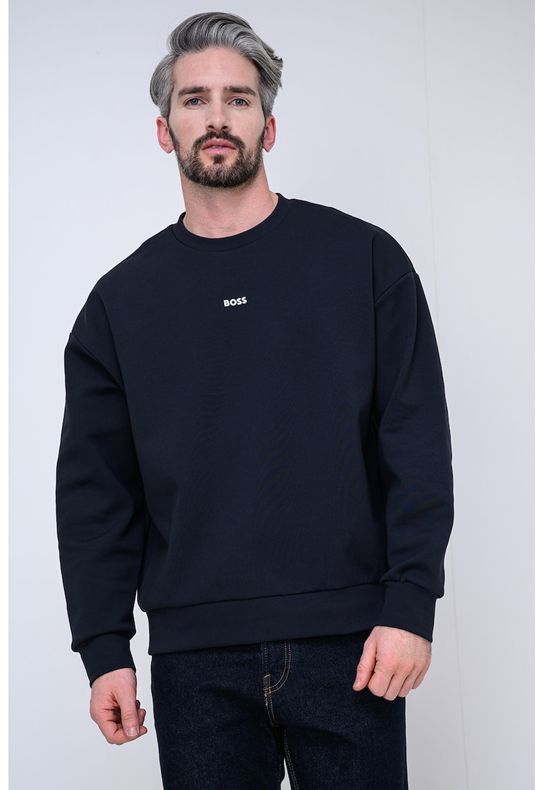 Bluza de trening cu decolteu la baza gatului si detaliu logo