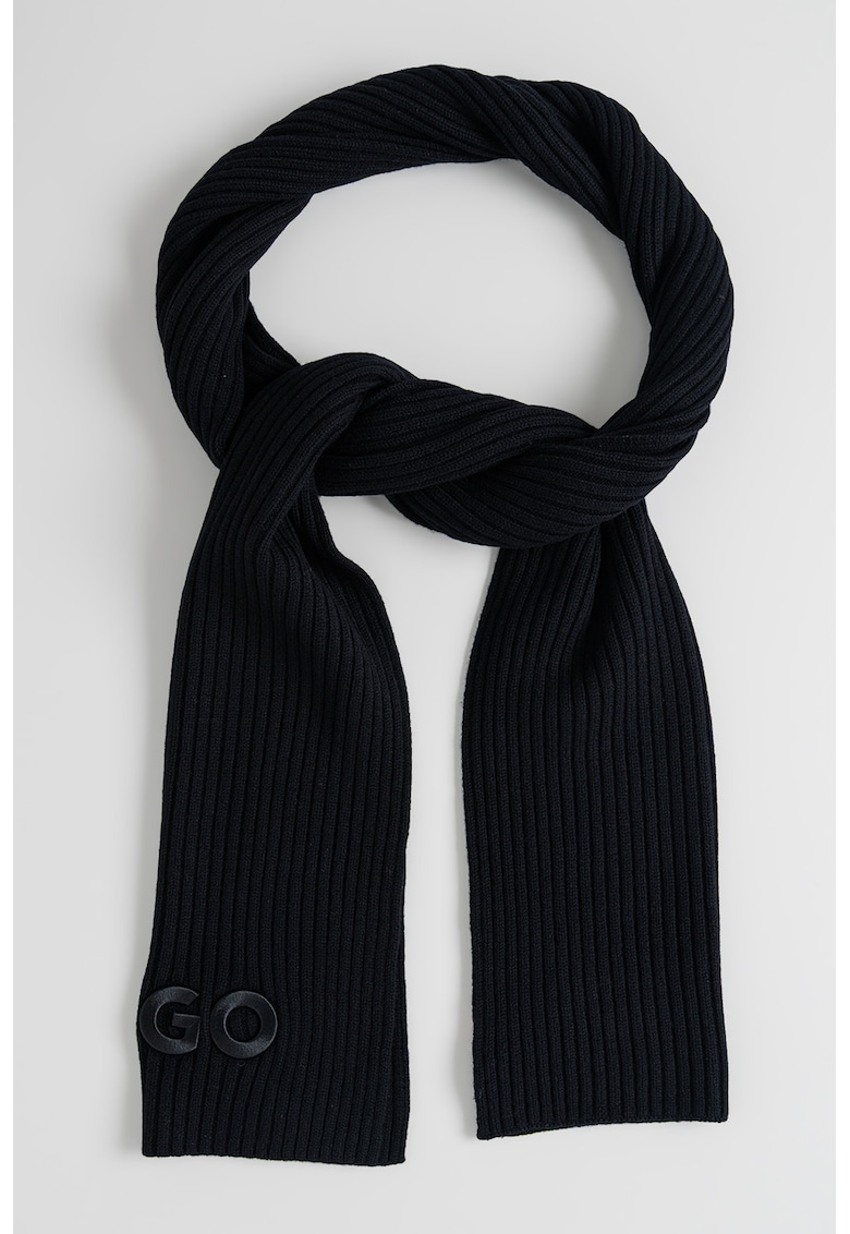 Fular striat din lana virgina cu logo