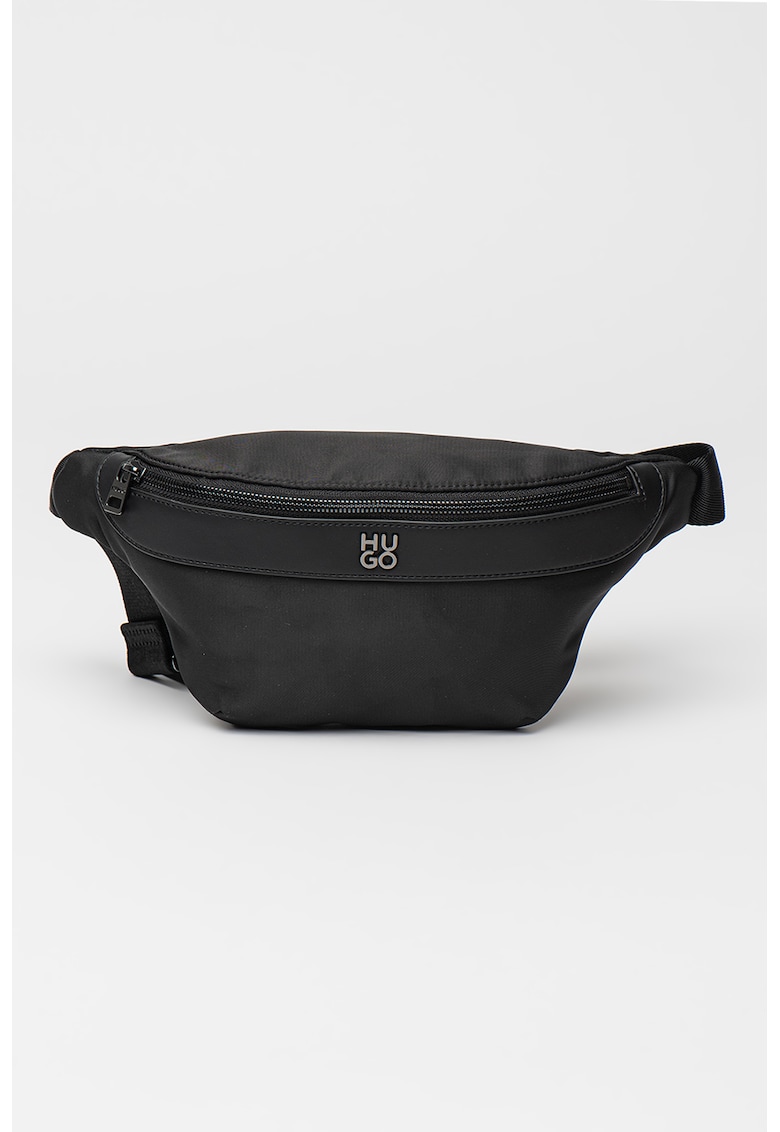 Borseta de piele cu aplicatie logo - Negru