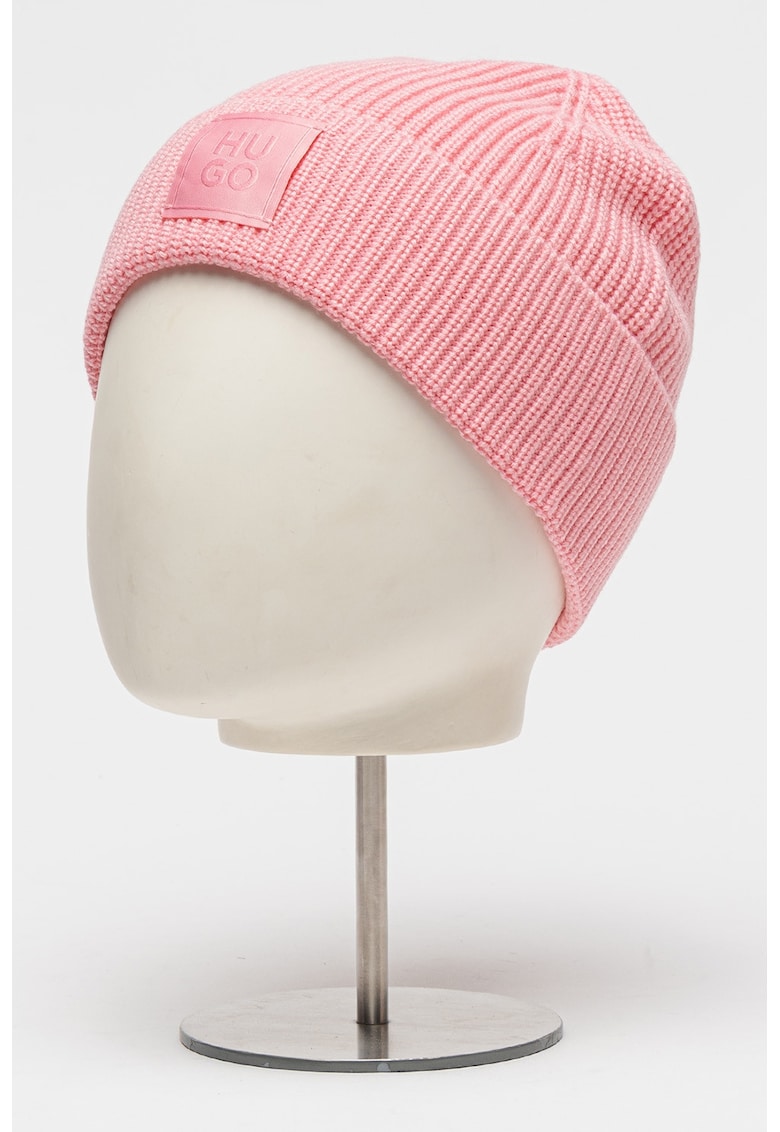 Caciula din amestec de lana cu aplicatie logo