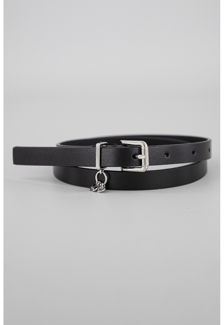 Curea skinny de piele cu accesoriu logo