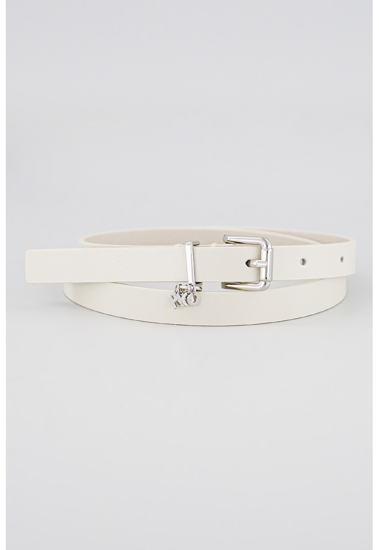Curea skinny de piele cu accesoriu logo