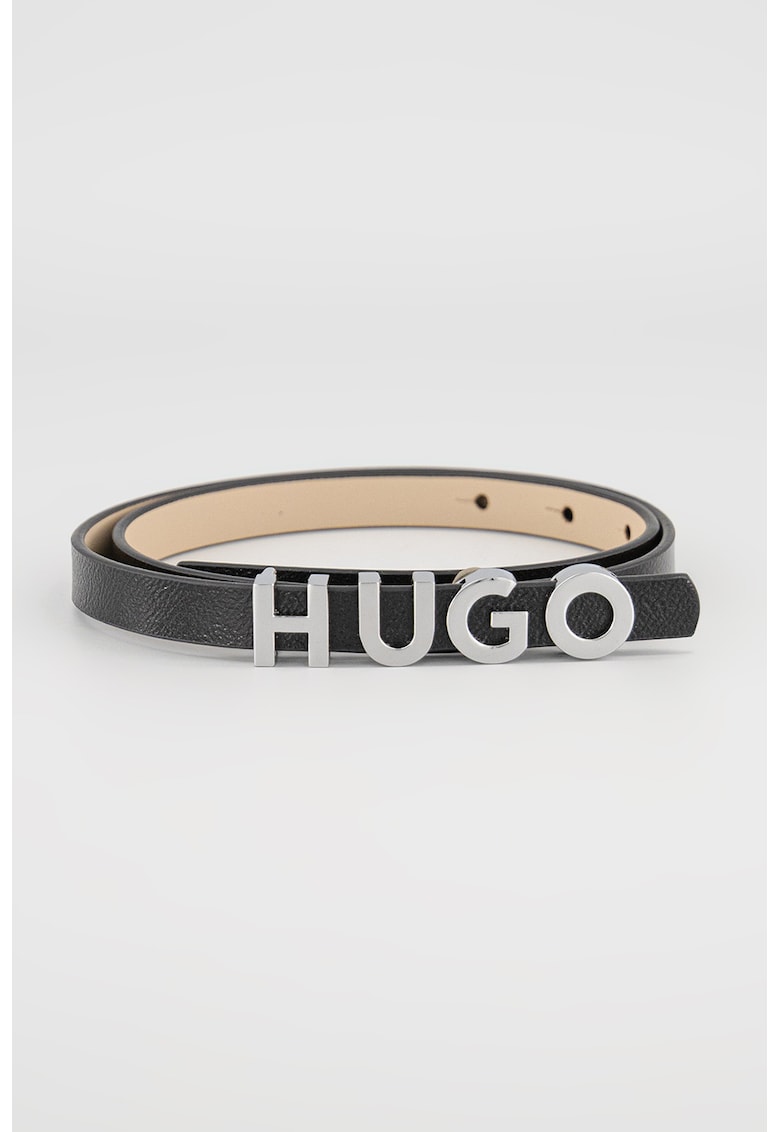 Curea subtire de piele cu catarama cu logo