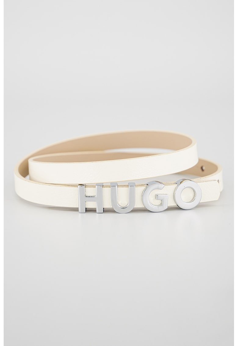 Curea subtire de piele cu catarama cu logo