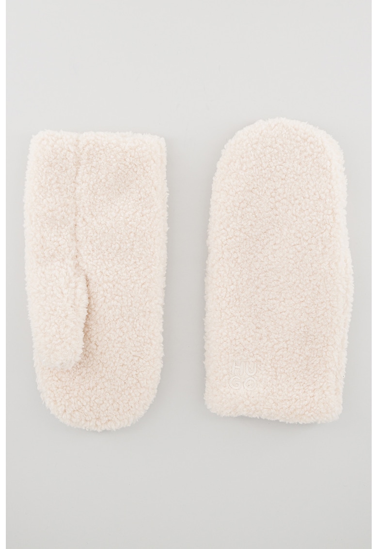 Manusi de blana shearling sintetica - Alb fildes