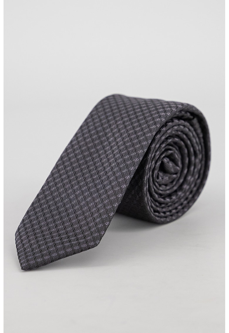 Cravata din amestec de matase cu model - Negru