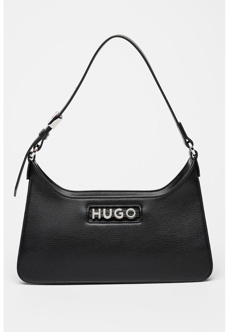 Geanta de piele ecologica cu bareta de umar - Negru