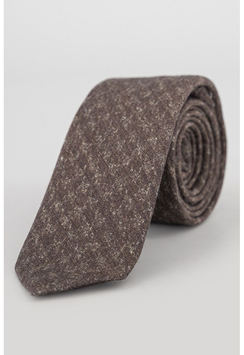 Cravata din amestec de lana cu model - Maro inchis