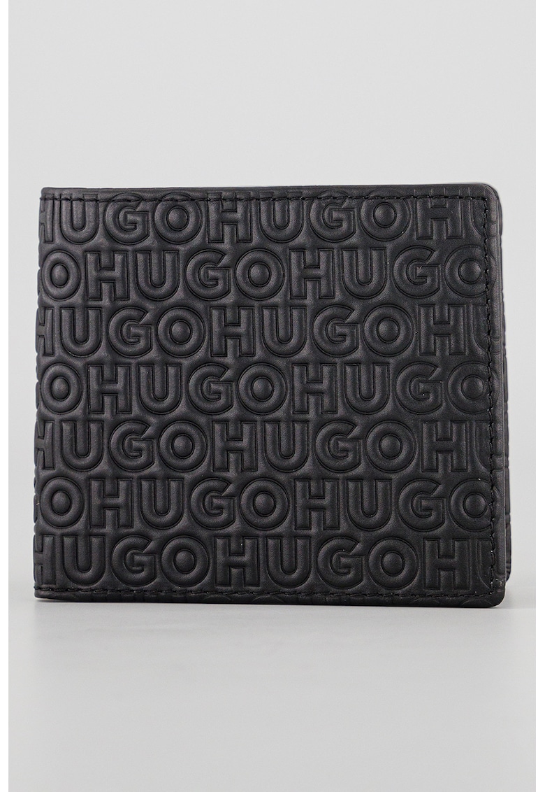 Portofel de piele cu logo - Negru