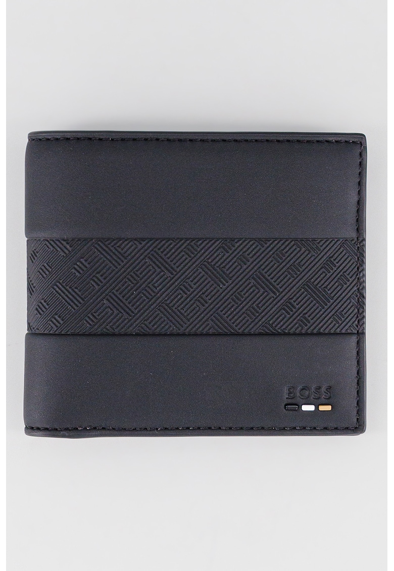 Portofel de piele ecologica cu logo - Negru