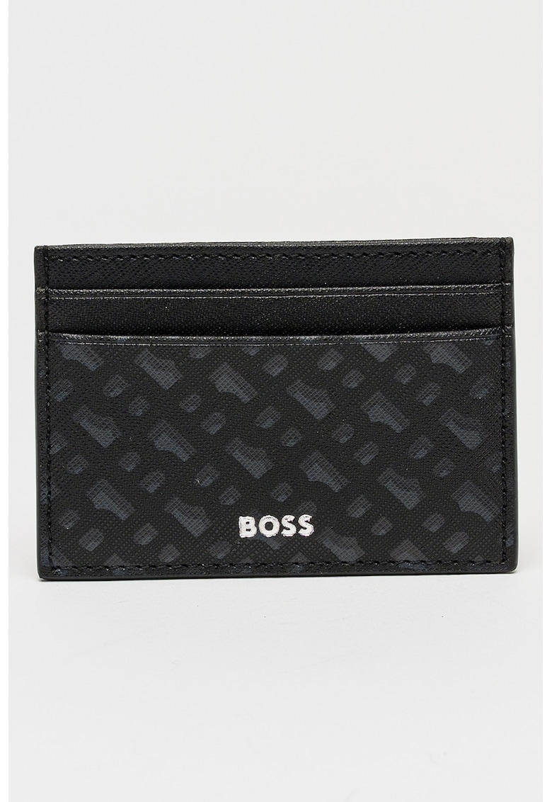 Portcart de piele cu model - Negru/Gri