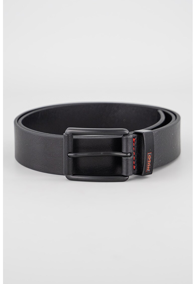 Curea din piele cu model uni - Negru