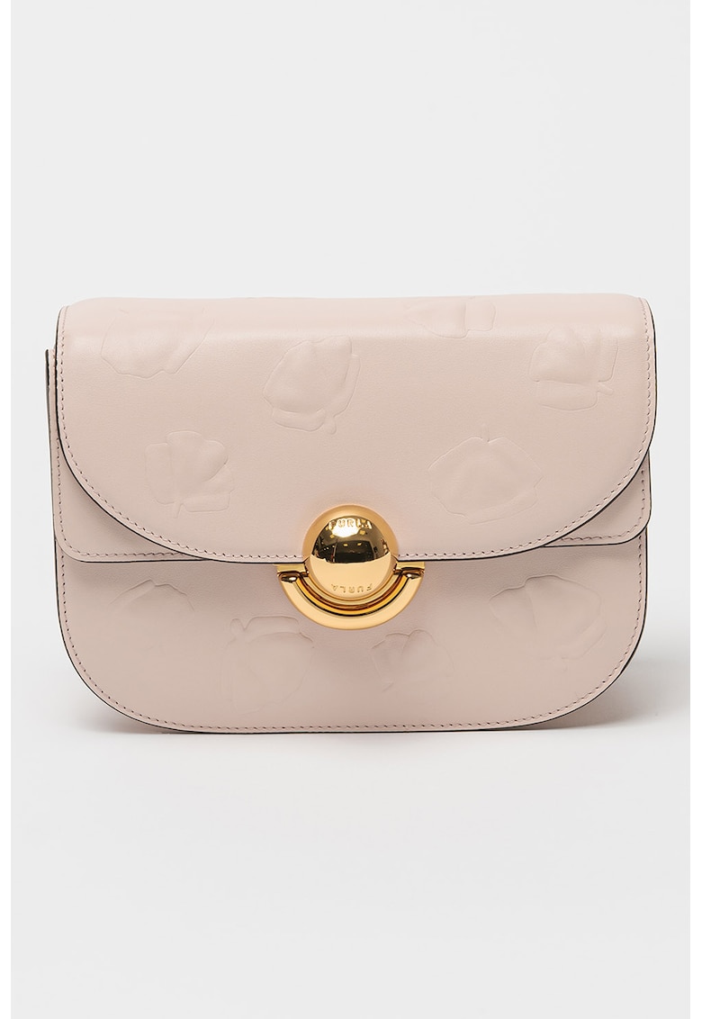 Geanta crossbody de piele cu clapa su model in relief Geanta crossbody de piele cu clapa su model in relief