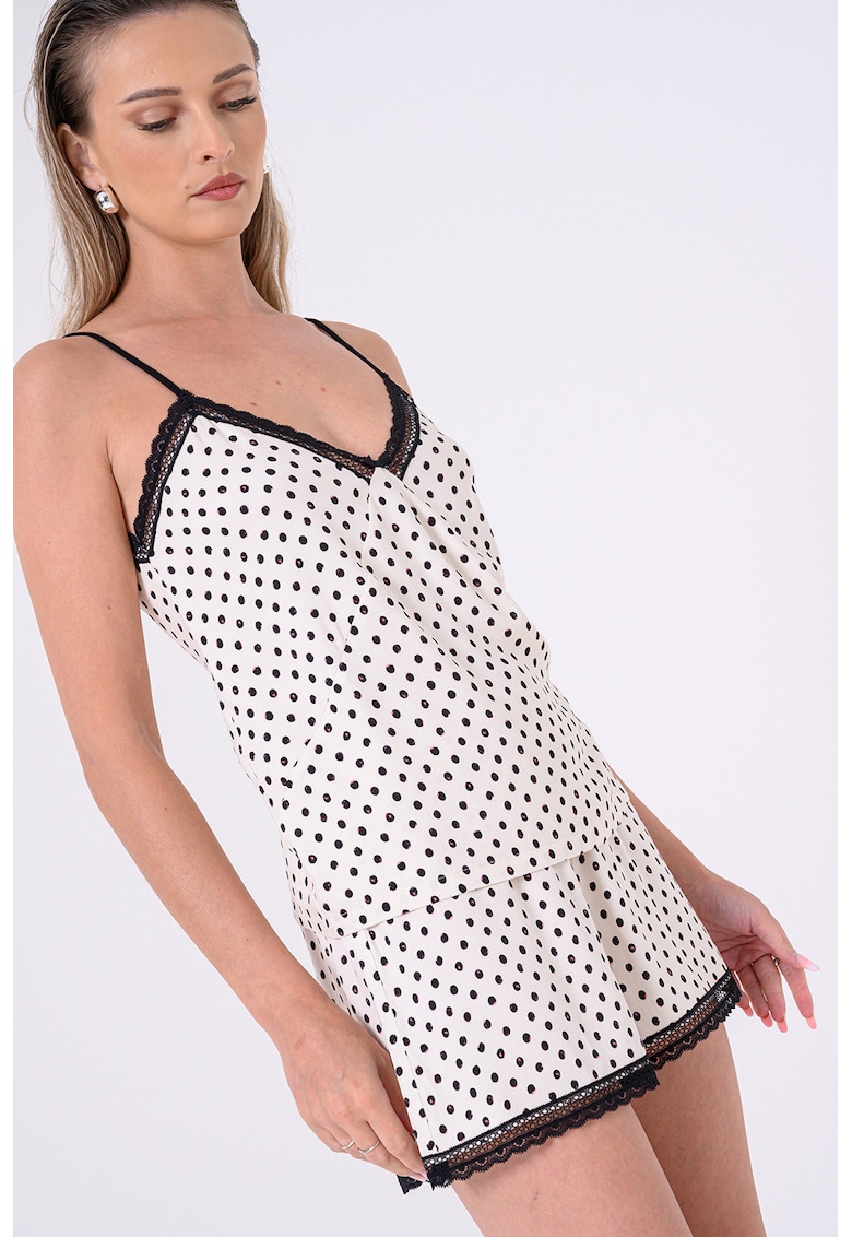 Pijama cu buline si pantaloni scurti