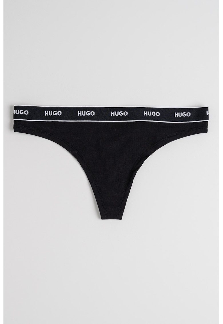 Chiloti tanga cu banda logo in talie