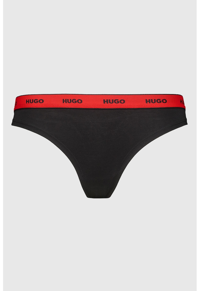 Chiloti tanga cu banda logo in talie